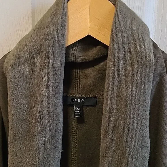 Anthropologie Morrison Draped Fleece Cardigan By DREW Olive Green -Medium - NWOT - Picture 3 of 7